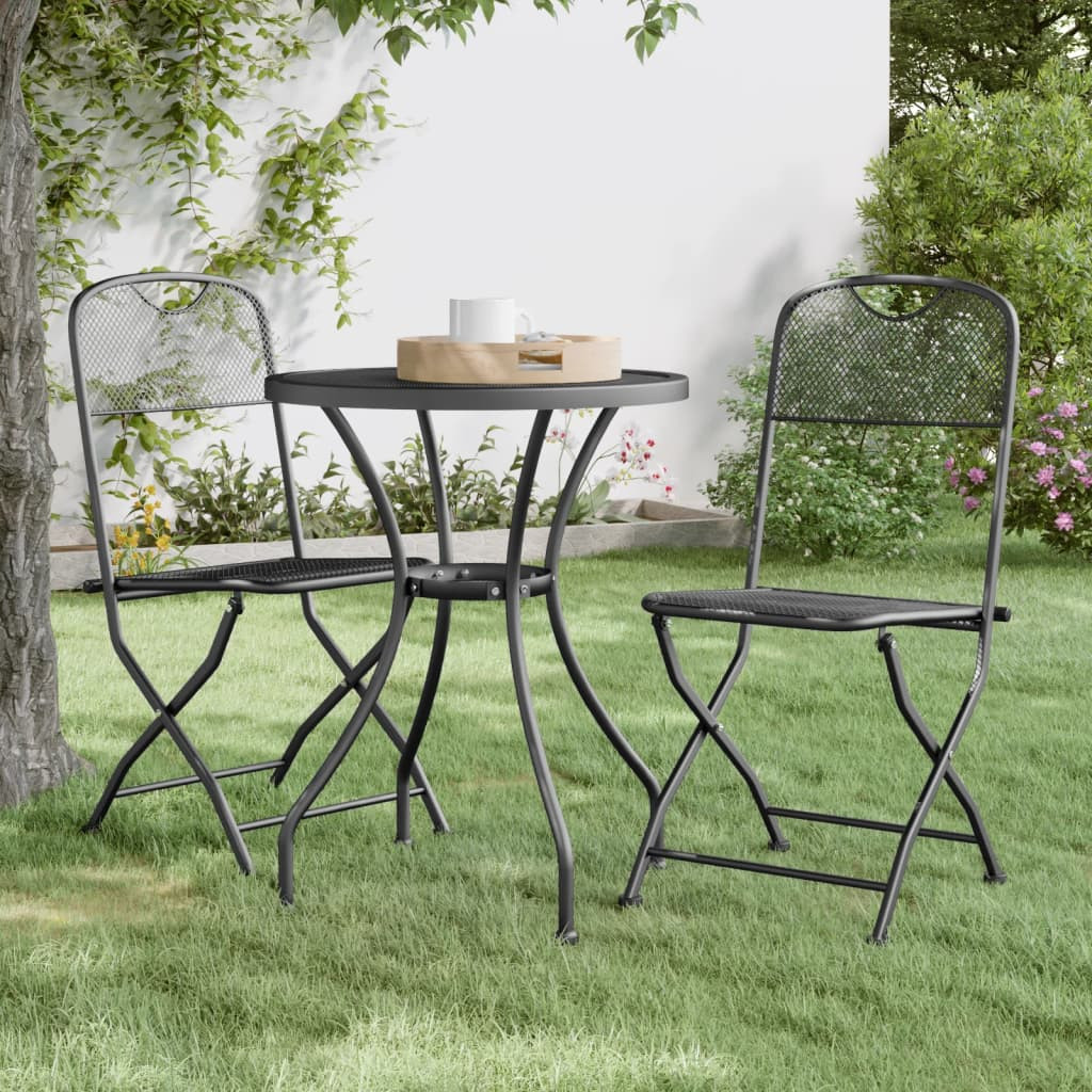 vidaXL Klappbare Gartenstühle 2 Stk. Streckgitter Anthrazit
