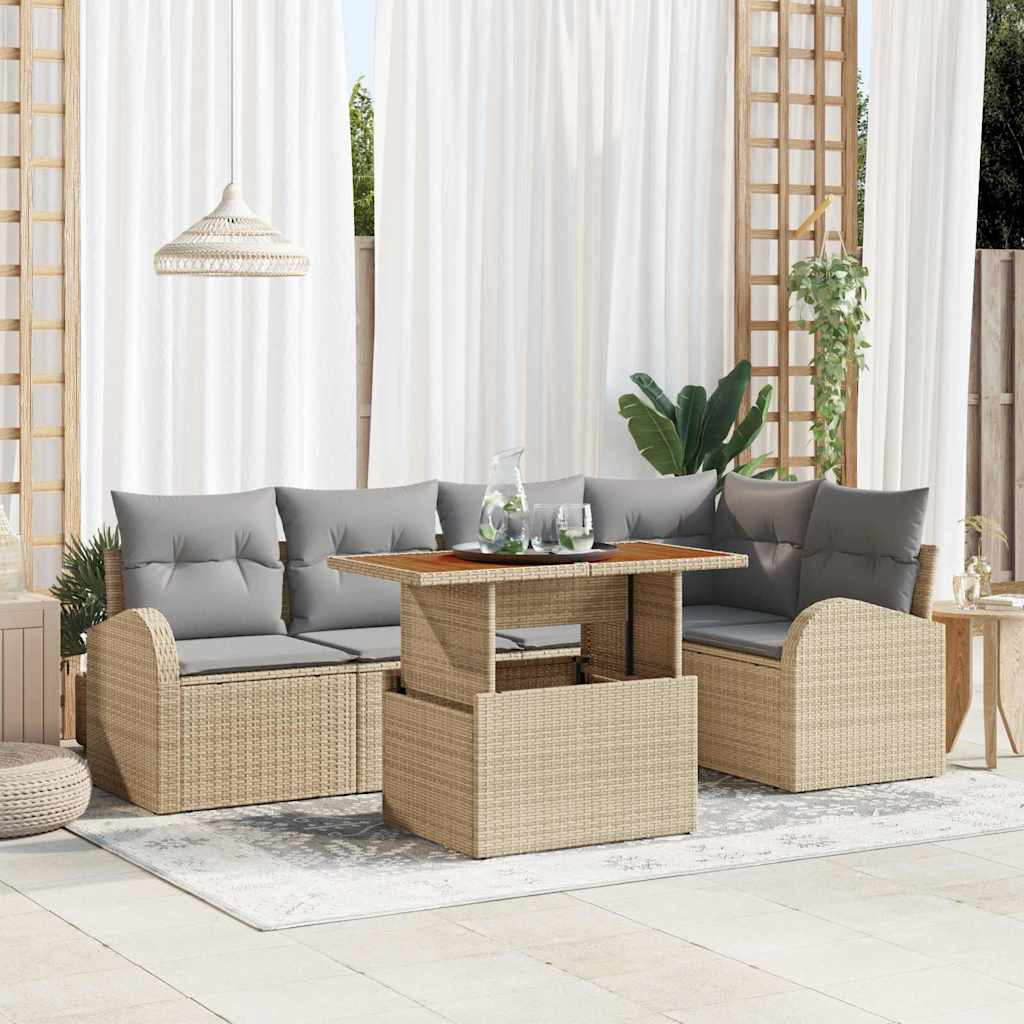 vidaXL Garten-Sofa-Set mit Kissen 6 pcs Beige und Hellgrau