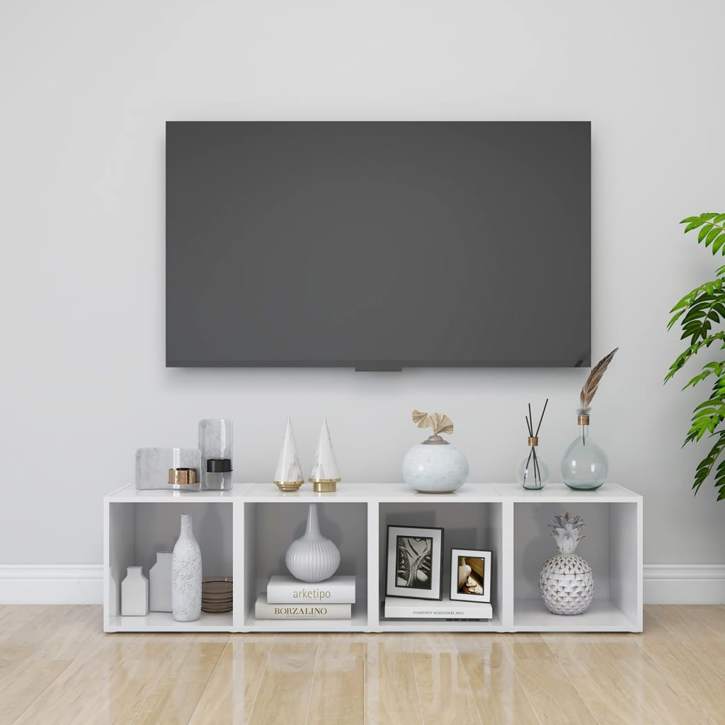 vidaXL TV-Schränke 4 Stk. Hochglanz-Weiß 37x35x37 cm Holzwerkstoff