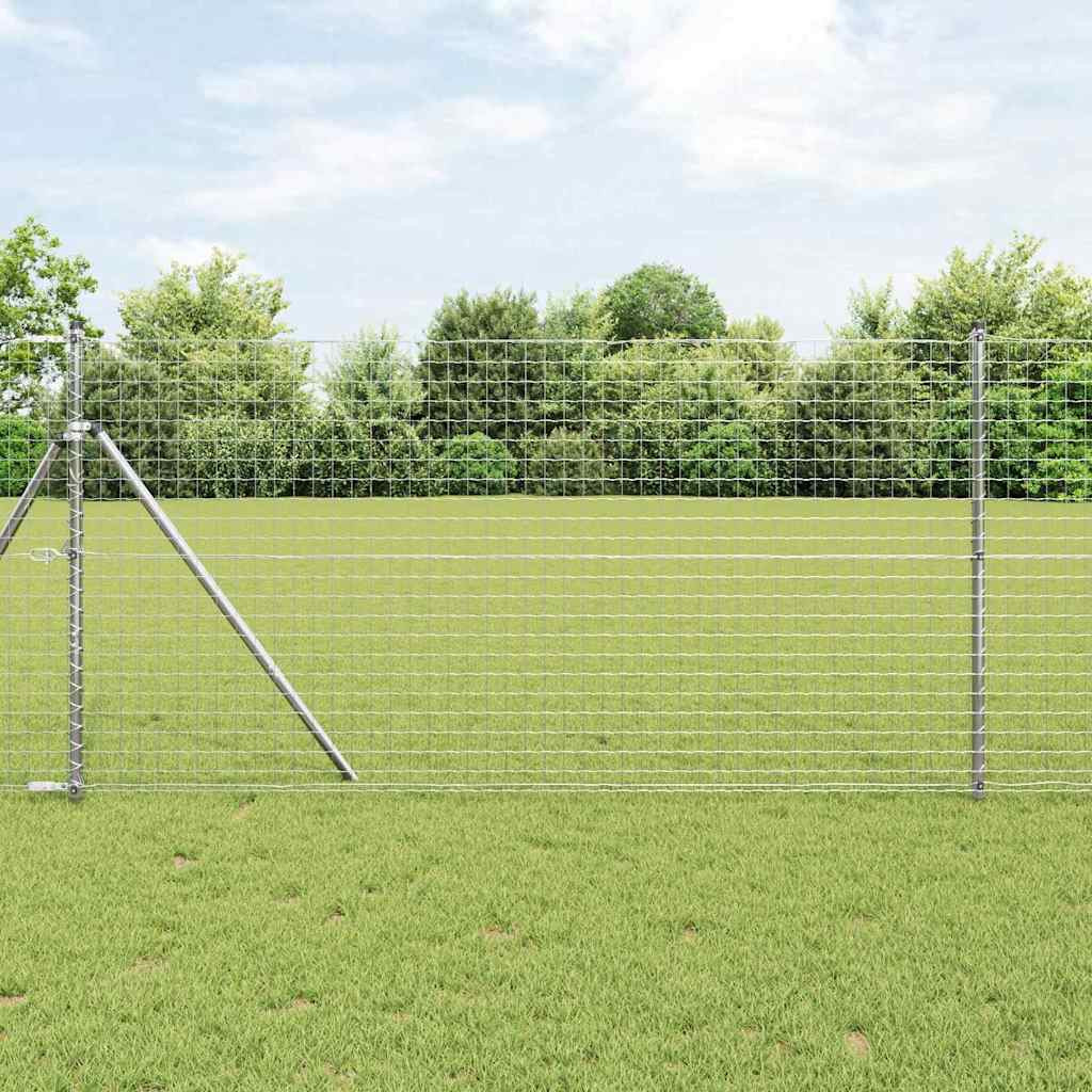 vidaXL Bodenmontierter Euro-Zaun 10 x 1,4 m Verzinkter Stahl Silber