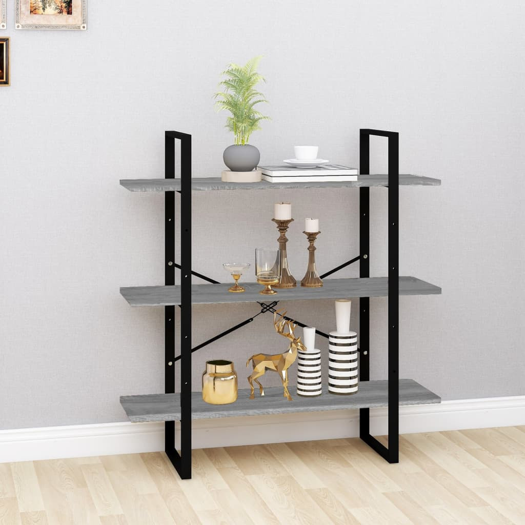 vidaXL Bücherregal Grau Sonoma 100x30x105 cm Holzwerkstoff