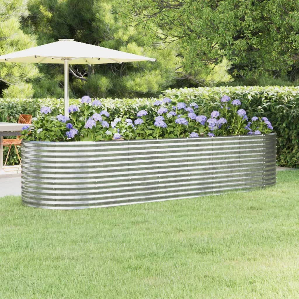 vidaXL Hochbeet Verzinkter Stahl 322x100x68 cm Silbern