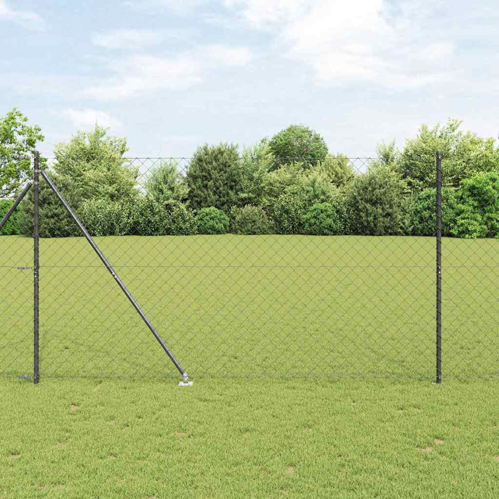 vidaXL Maschendrahtzaun mit Stacheln 10 x 1,5 m Grau Netz