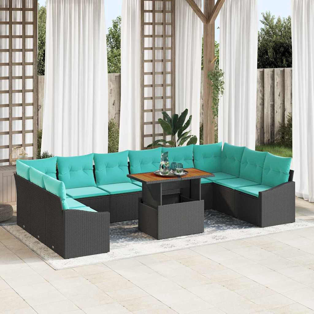 vidaXL Gartensofa-set 11 stk. 10-Sitzanzahl Schwarz und Türkis
