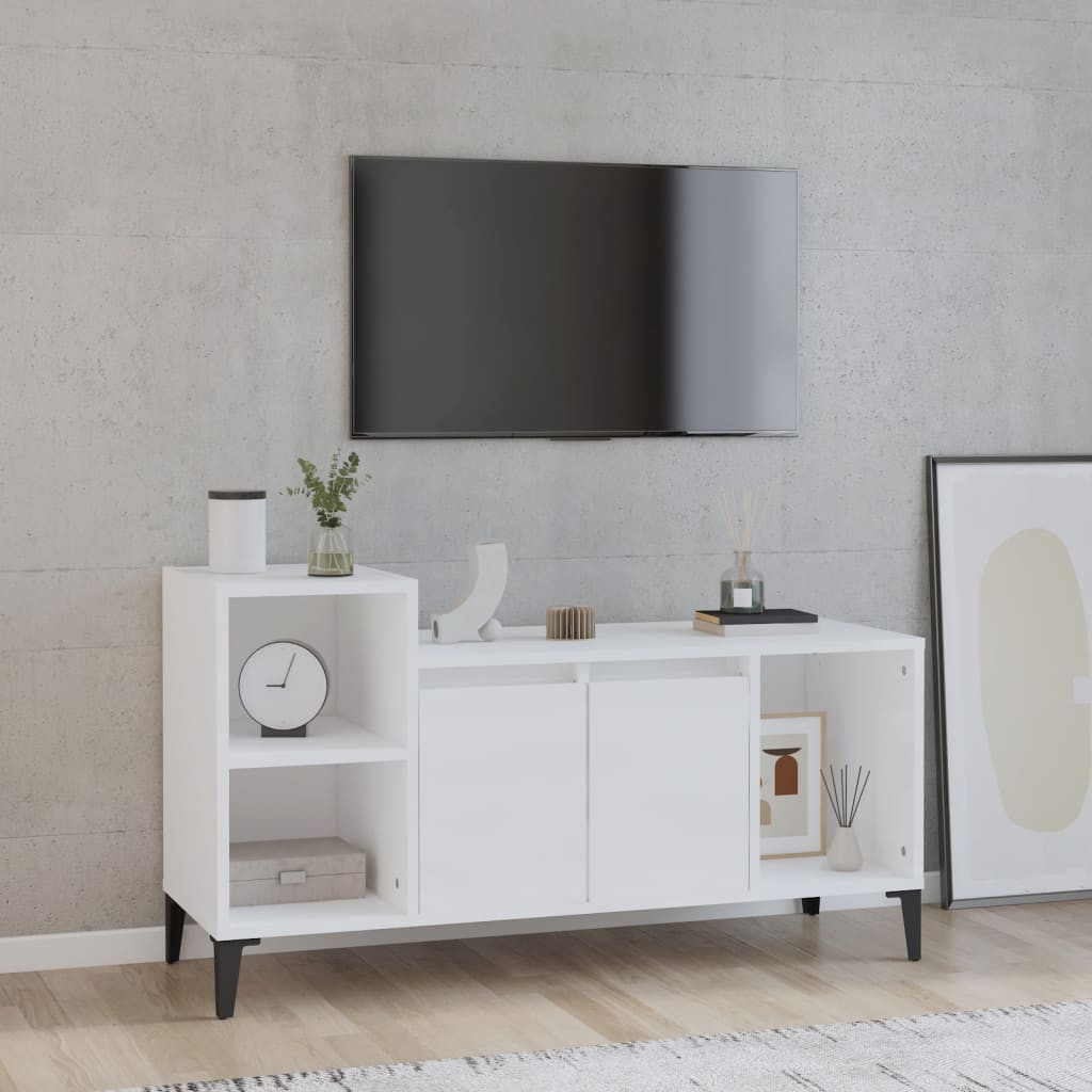 vidaXL TV-Schrank Hochglanz-Weiß 100x35x55 cm Holzwerkstoff