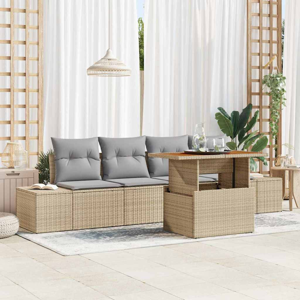 vidaXL Gartensofa-set 5 Stk. Beige und Grau