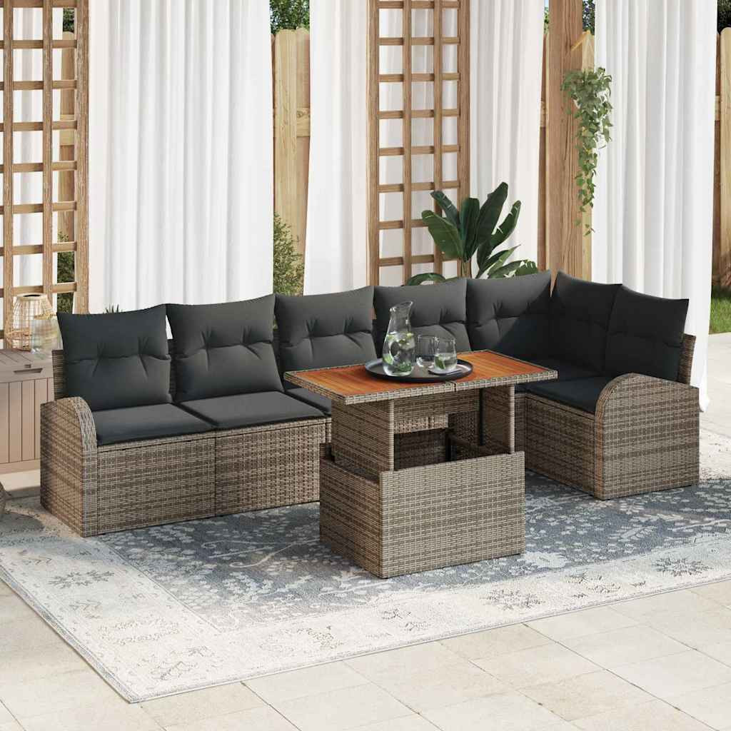 vidaXL Garten-Sofa-Set mit Kissen 7 pcs Grau