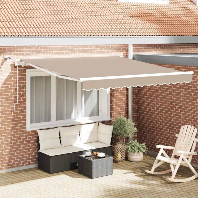 vidaXL Ausziehbare Markise Beige 350 x 250 cm Polyester