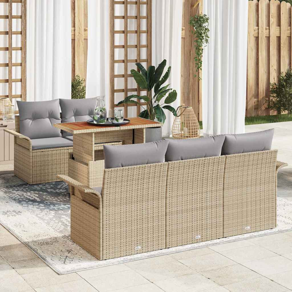 vidaXL Gartensofa-set mit Kissen 6 pcs Beige und Hellgrau Poly-Rattan