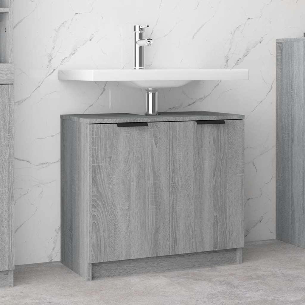 vidaXL Badschrank Grau Sonoma 64,5x33,5x59 cm Holzwerkstoff