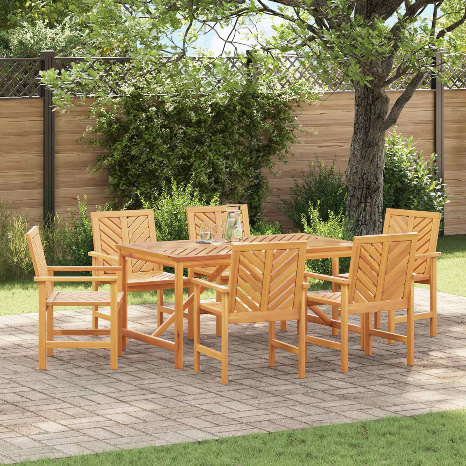 vidaXL Esszimmerstuhl 6 pcs Natur Massivholz Akazie
