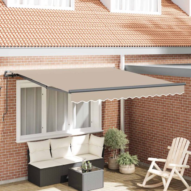 vidaXL Ausziehbare Markise Beige 350 x 250 cm Polyester und Aluminium