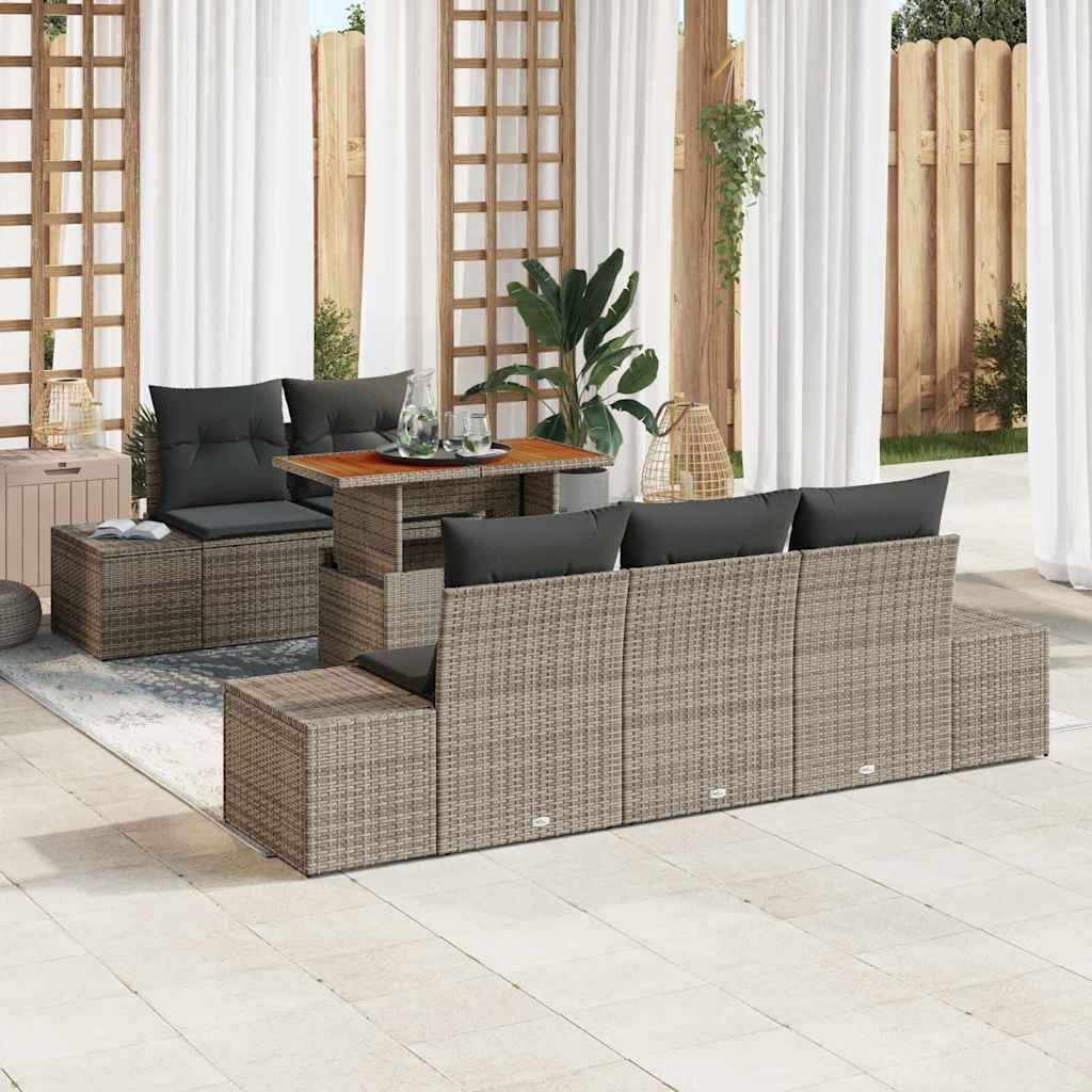 vidaXL Gartensofa-set 6 Stk. Grau und Braun