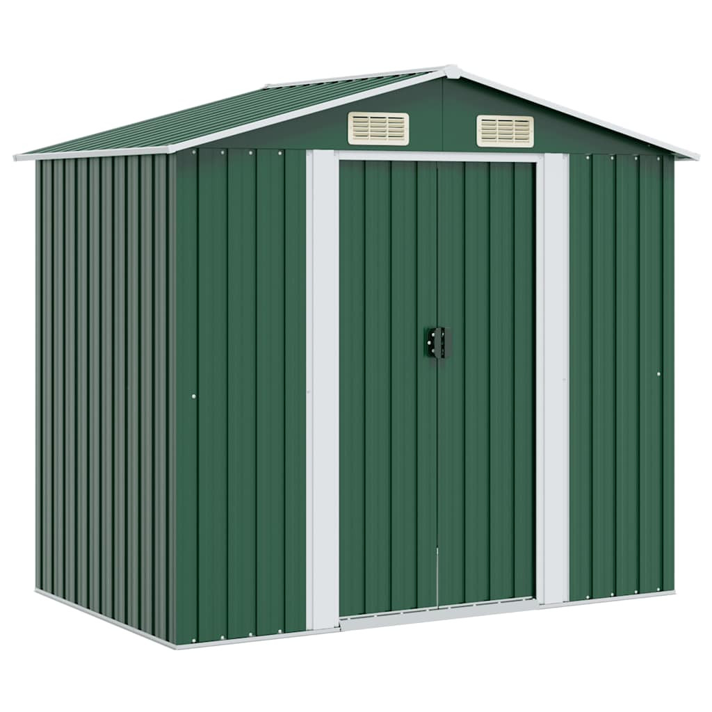 vidaXL Gartenschuppen Grün Metall 204 x 132 x 186 cm
