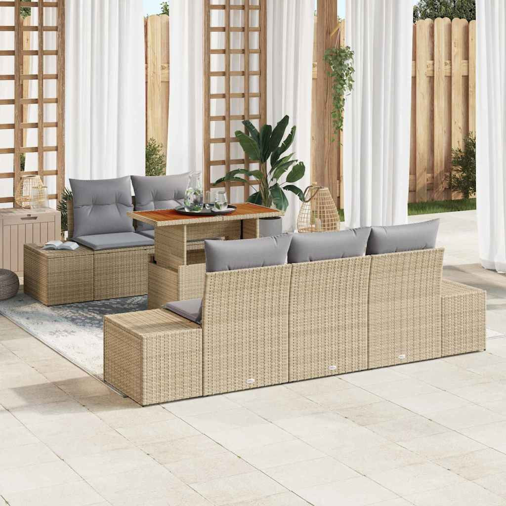 vidaXL Gartensofa-set 6 Stk. Beige und Grau