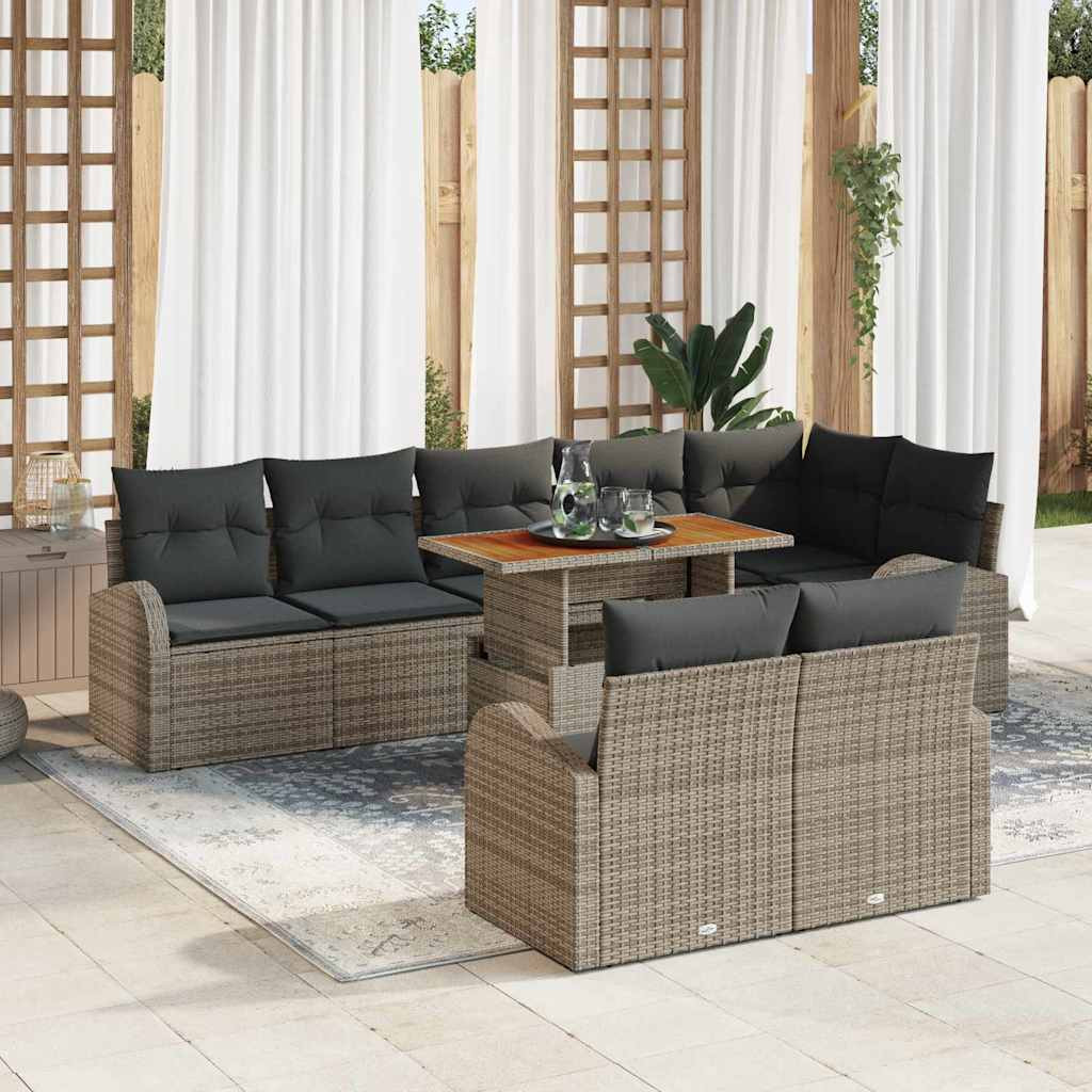 vidaXL Garten-Sofa-Set mit Kissen 9 pcs Grau