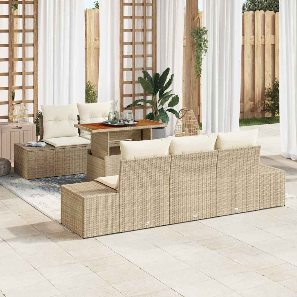 vidaXL Gartensofa-set 6 Stk. Beige und Creme