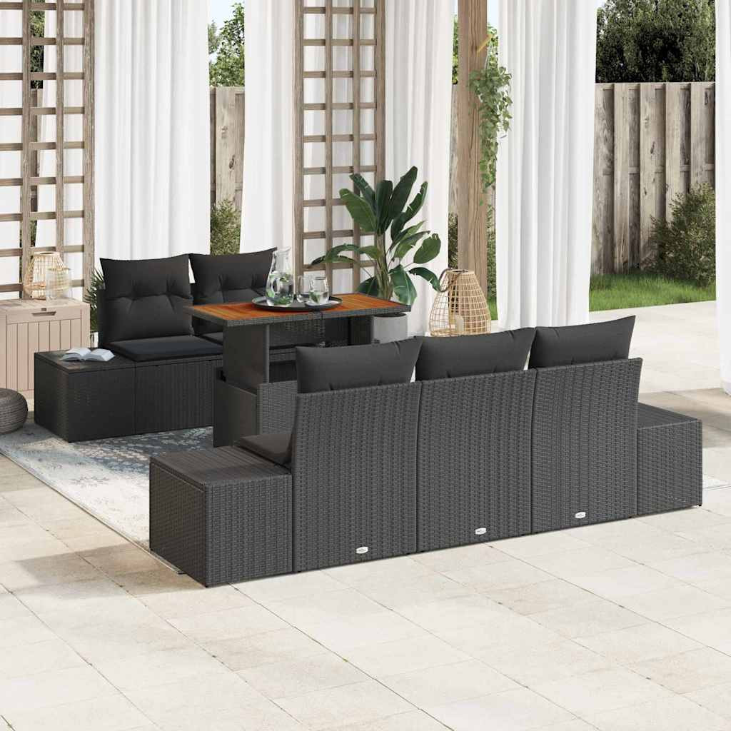 vidaXL Gartensofa-set 6 Stk. Schwarz und Braun