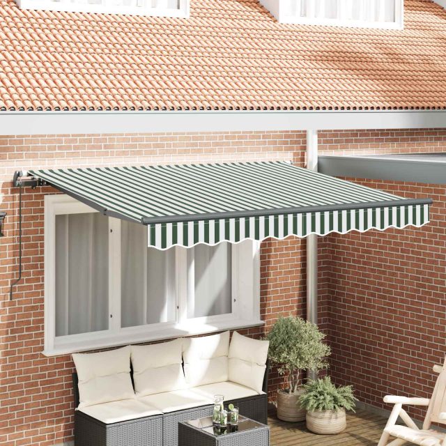 vidaXL Einziehbare Markise Grün 350 x 200 cm Stoff