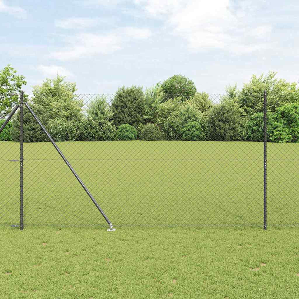 vidaXL Maschendrahtzaun mit Stacheln 25 x 1,5 m Grau Netz