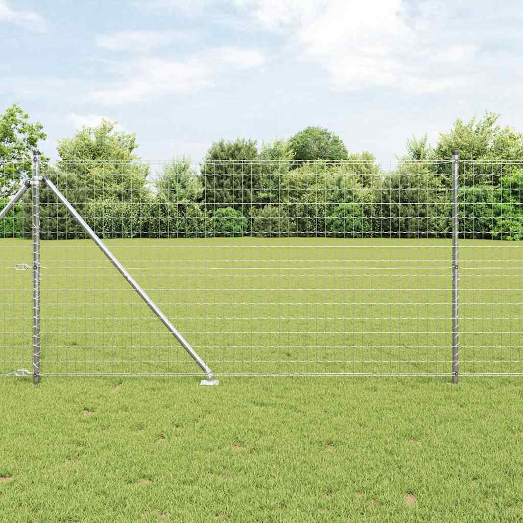 vidaXL Euro-Zaun mit Stacheln 10 x 1,4 m Verzinkter Stahl Silber Netz