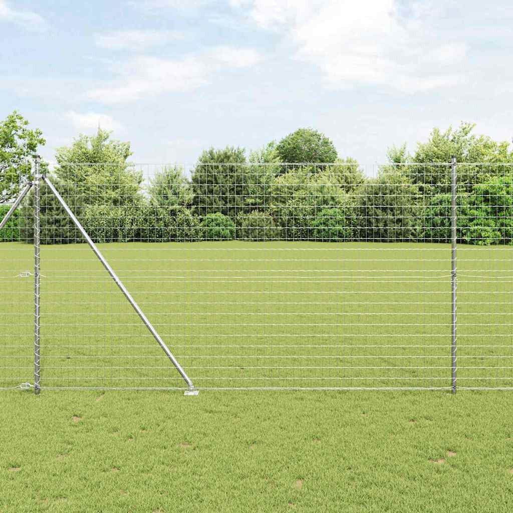 vidaXL Euro-Zaun mit Stacheln 10 x 1,5 m Verzinkter Stahl Silber Netz