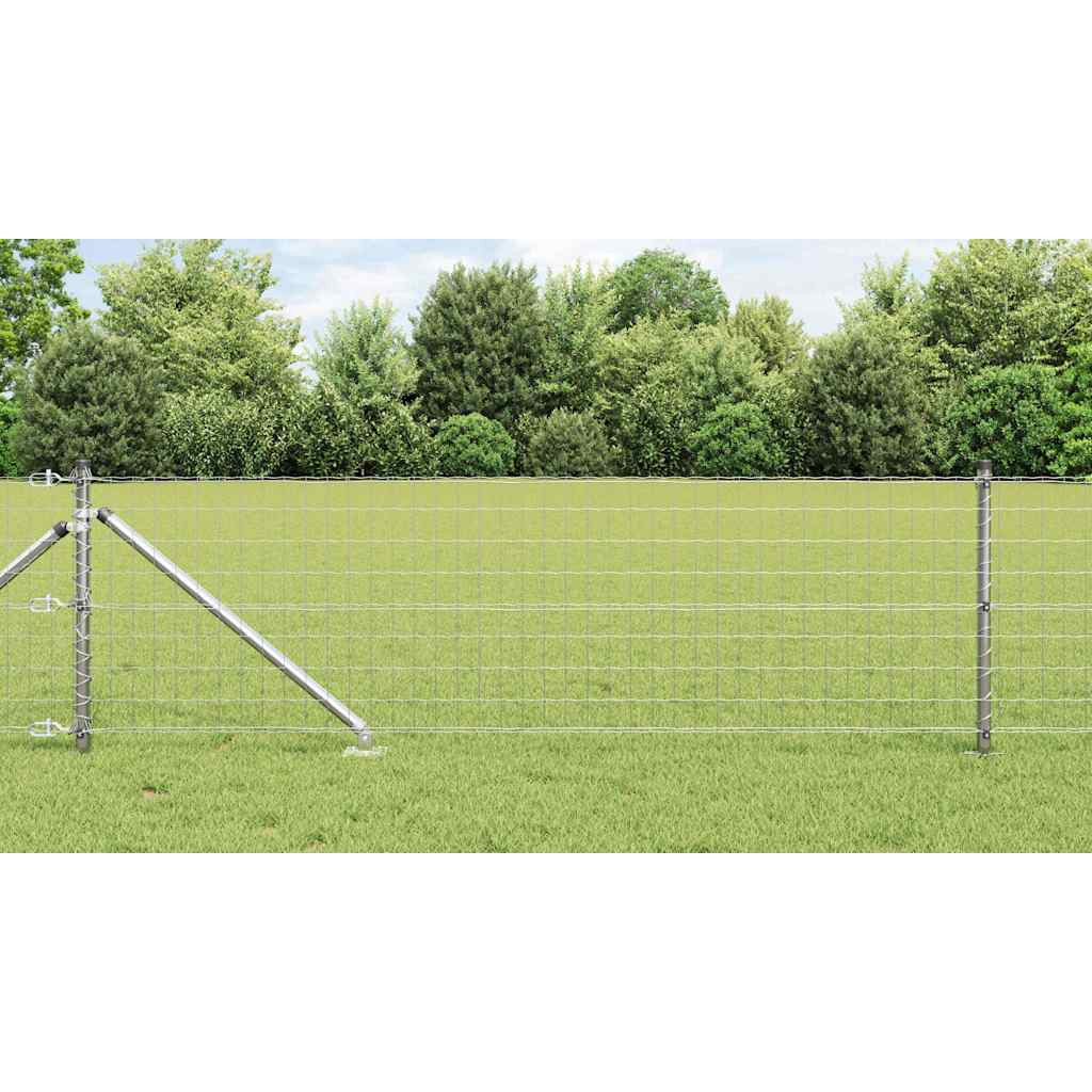 vidaXL Euro-Zaun mit Stacheln 10 x 0,4 m Verzinkter Stahl Silber Netz