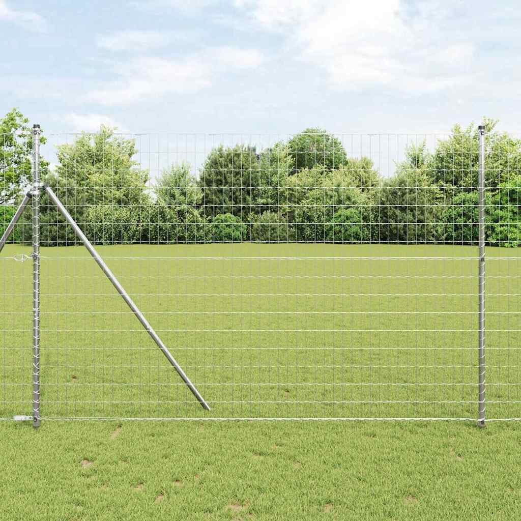 vidaXL Bodenmontierter Euro-Zaun 10 x 1,6 m Verzinkter Stahl Silber