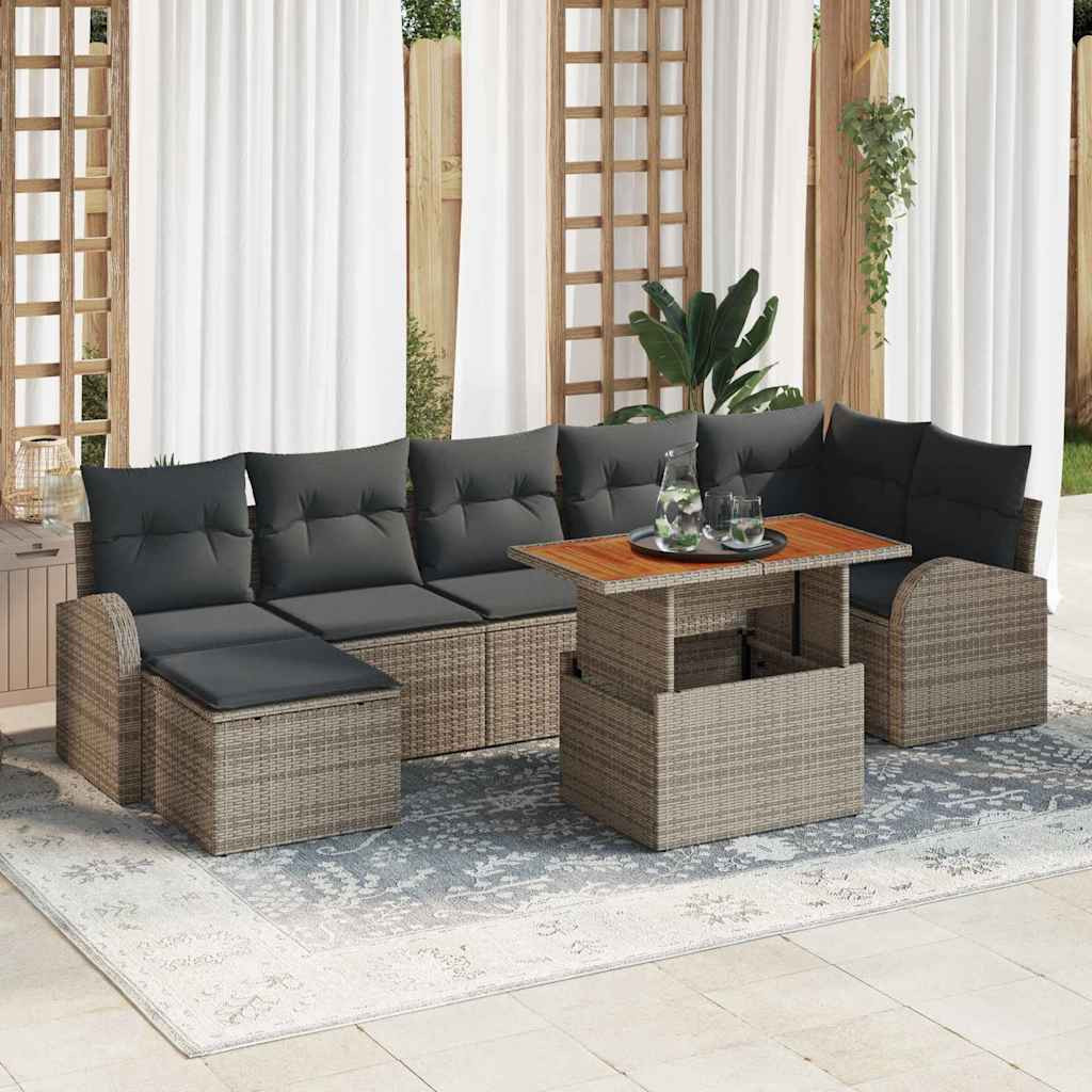 vidaXL Garten-Sofa-Set mit Kissen 8 pcs Grau