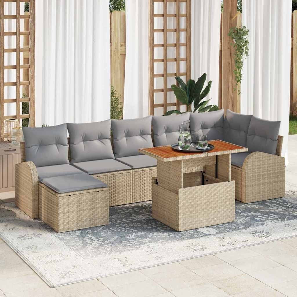 vidaXL Garten-Sofa-Set mit Kissen 8 pcs Beige und Hellgrau