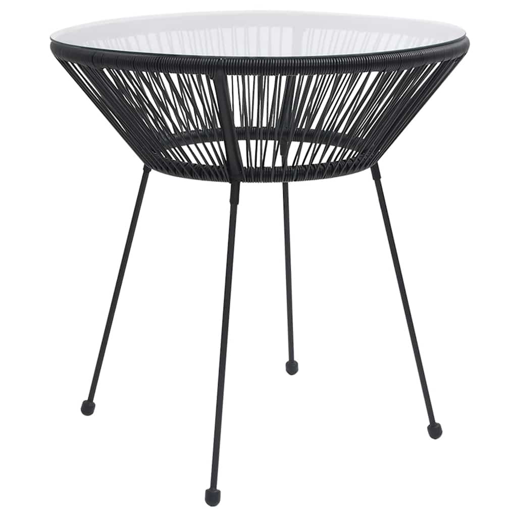 vidaXL Garten-Esstisch Schwarz Ø70x74 cm Rattan und Glas