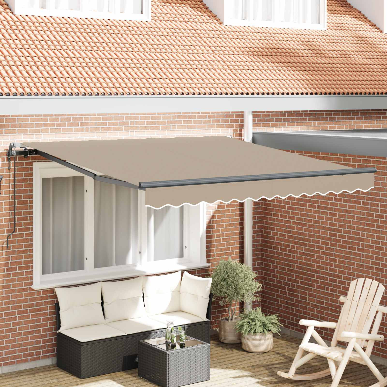 vidaXL Ausziehbare Markise Beige 350 x 250 cm Stoff und Aluminium