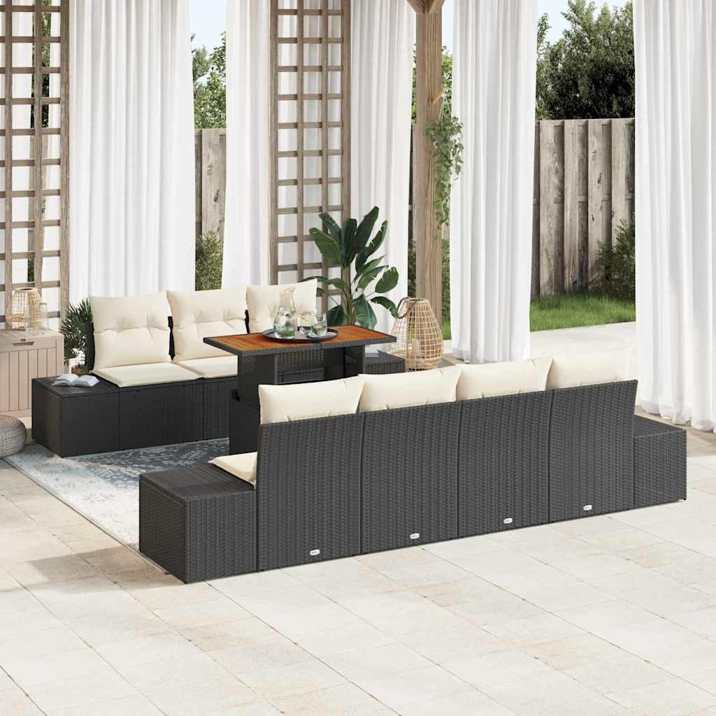 vidaXL Gartensofa-set 8 Stk. Schwarz Poly-Rattan
