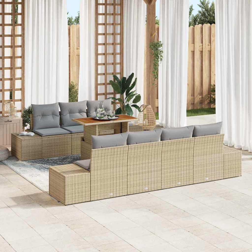 vidaXL Gartensofa-set 8 Stk. Beige Poly-Rattan