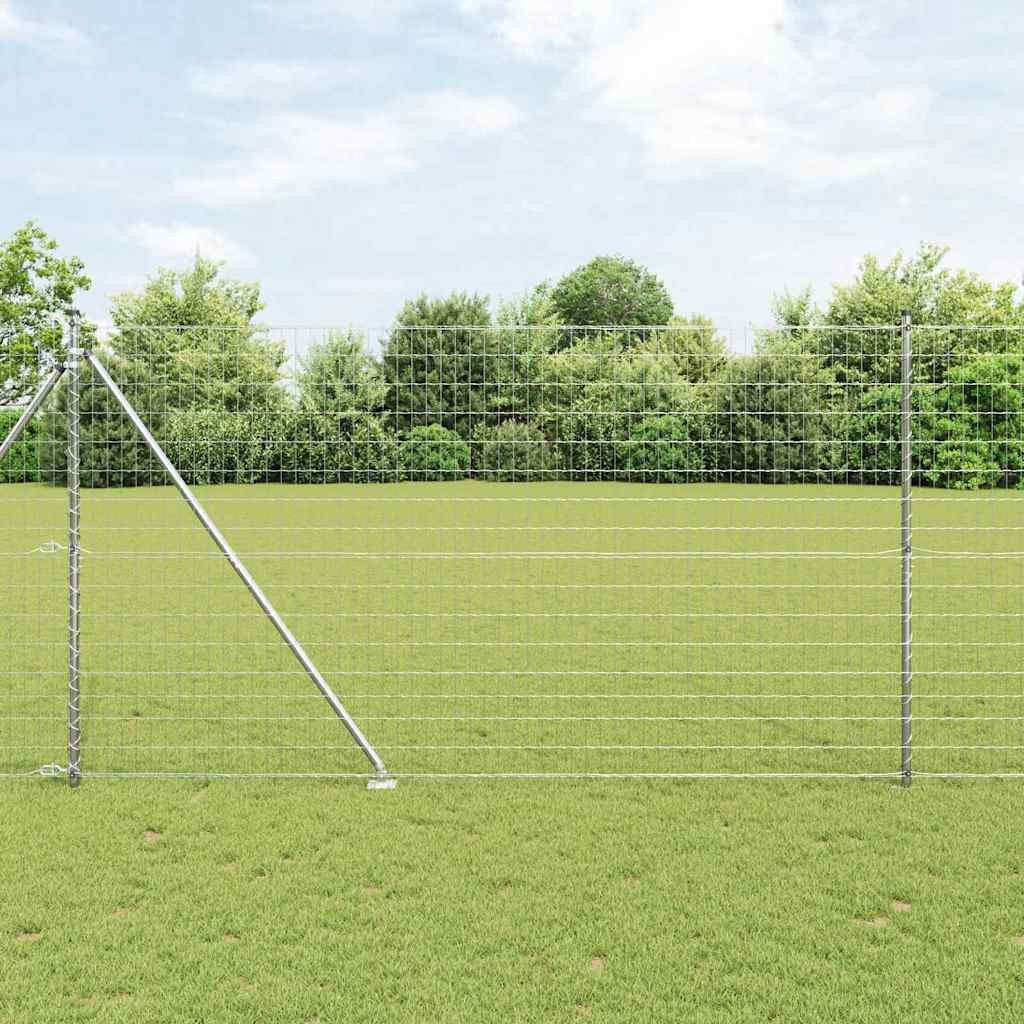 vidaXL Euro-Zaun mit Stacheln 10 x 1,5 m Verzinkter Stahl Silber Netz