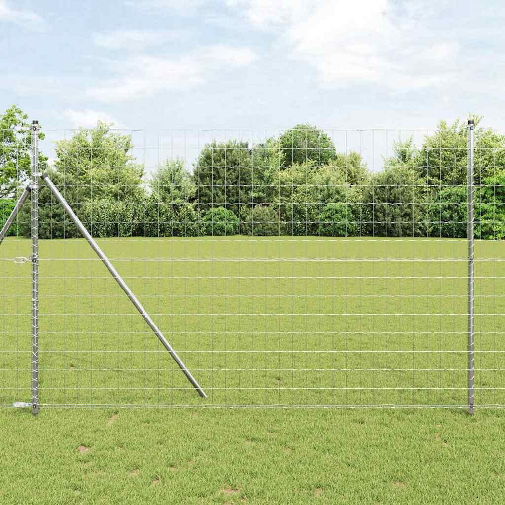 vidaXL Bodenmontierter Euro-Zaun 10 x 1,5 m Verzinkter Stahl Silber