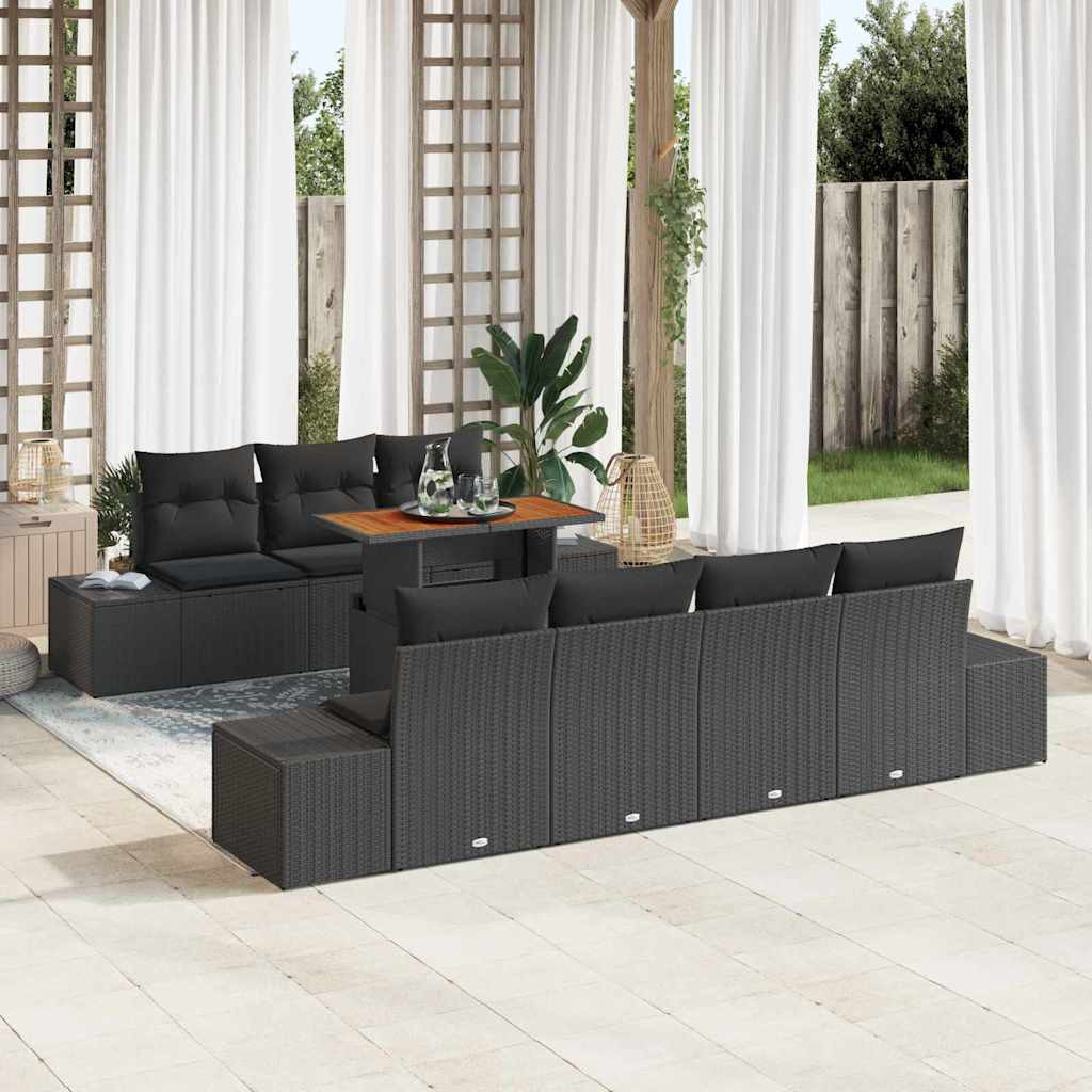 vidaXL Gartensofa-set 8 Stk. Schwarz Poly-Rattan