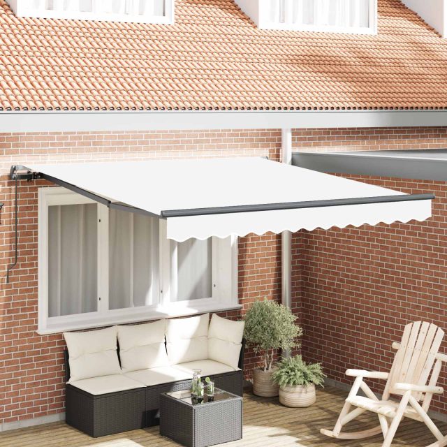 vidaXL Ausziehbare Markise Weiß 300 x 250 cm Polyester und Aluminium