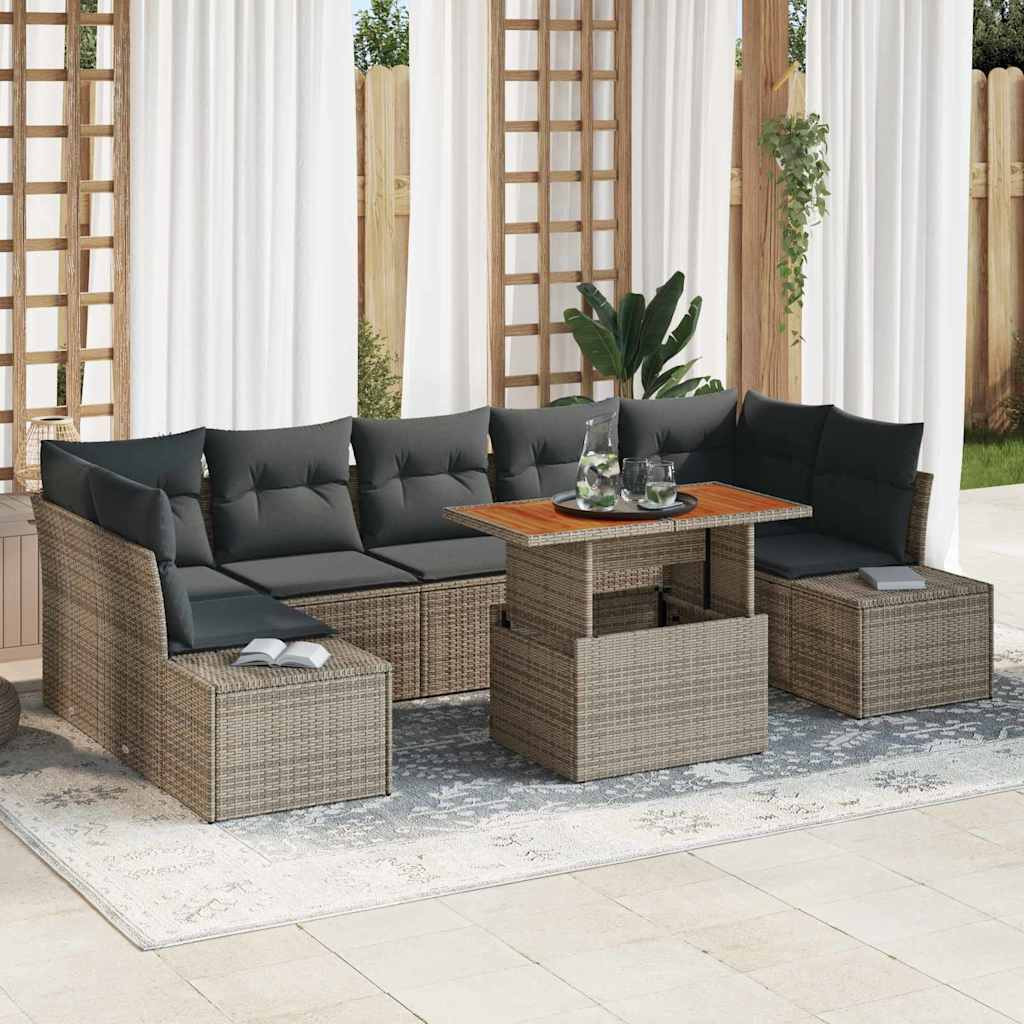 vidaXL Gartensofa-set 8 Stk. Grau Poly-Rattan