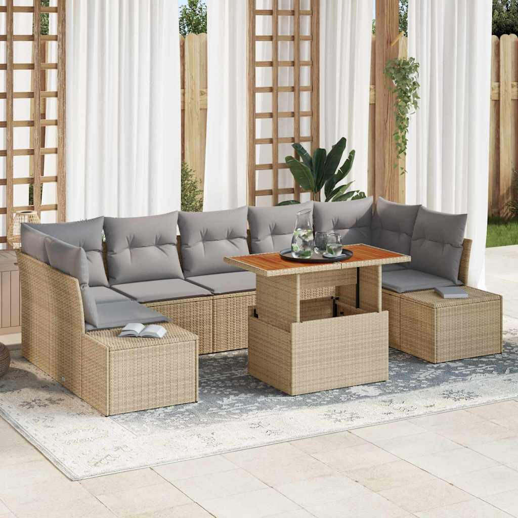 vidaXL Gartensofa-set 8 Stk. Beige Poly-Rattan