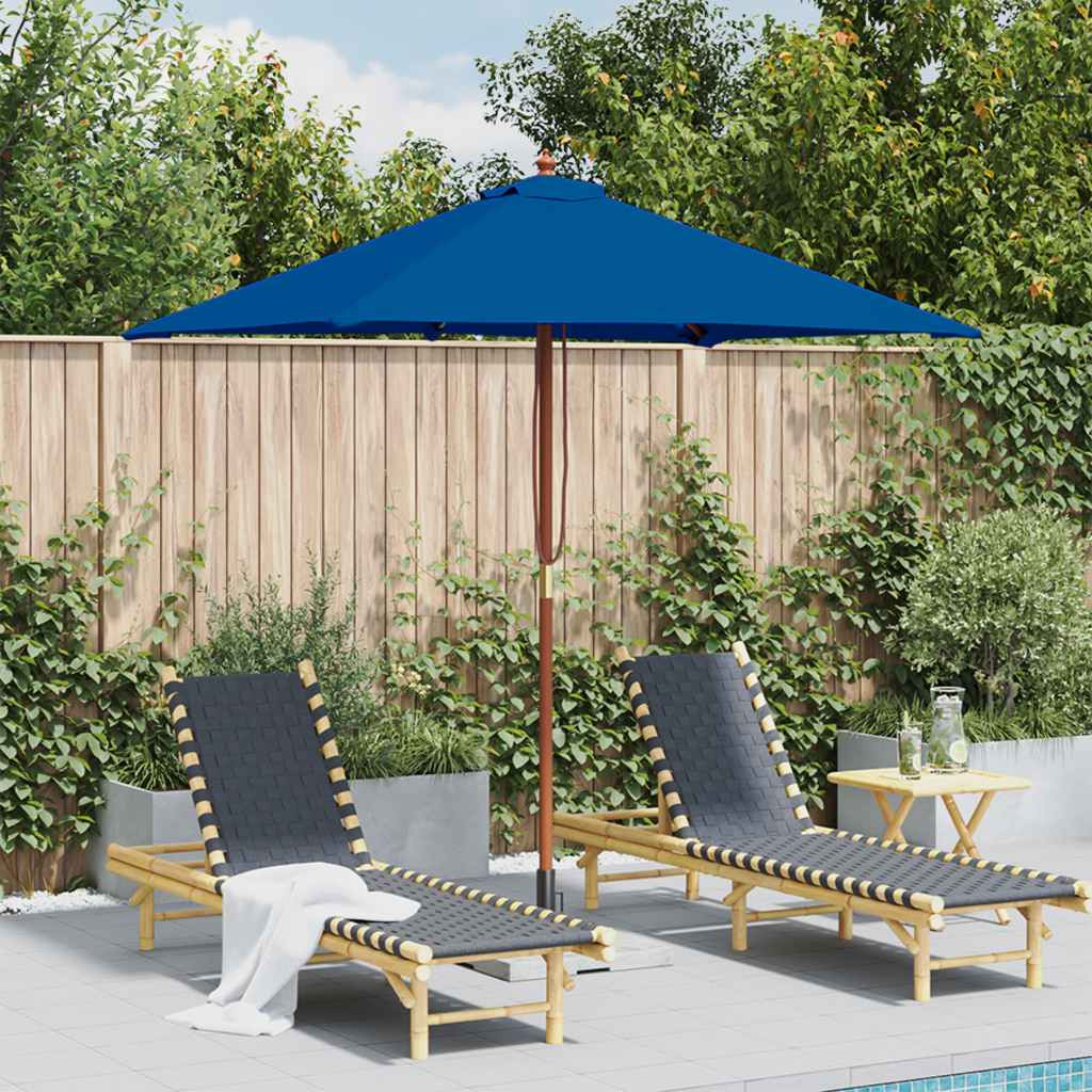 vidaXL Sonnenschirm mit Holzmast Blau 150x200 cm