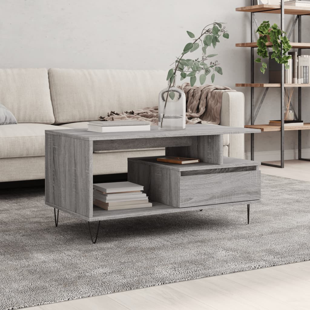 vidaXL Couchtisch Grau Sonoma 90x49x45 cm Holzwerkstoff