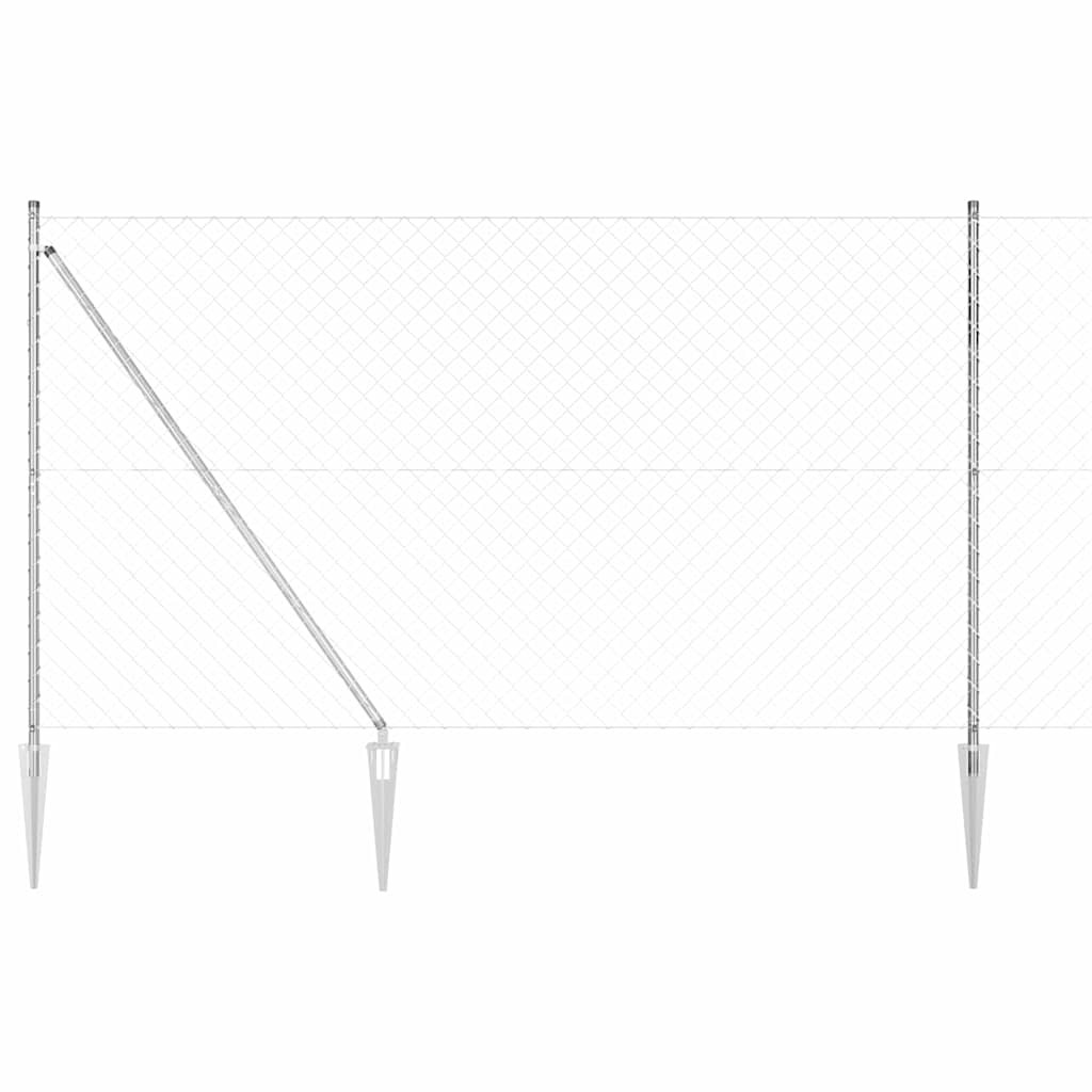 vidaXL Maschendrahtzaun mit Stacheln 10 x 1,5 m Verzinkter Stahl Netz