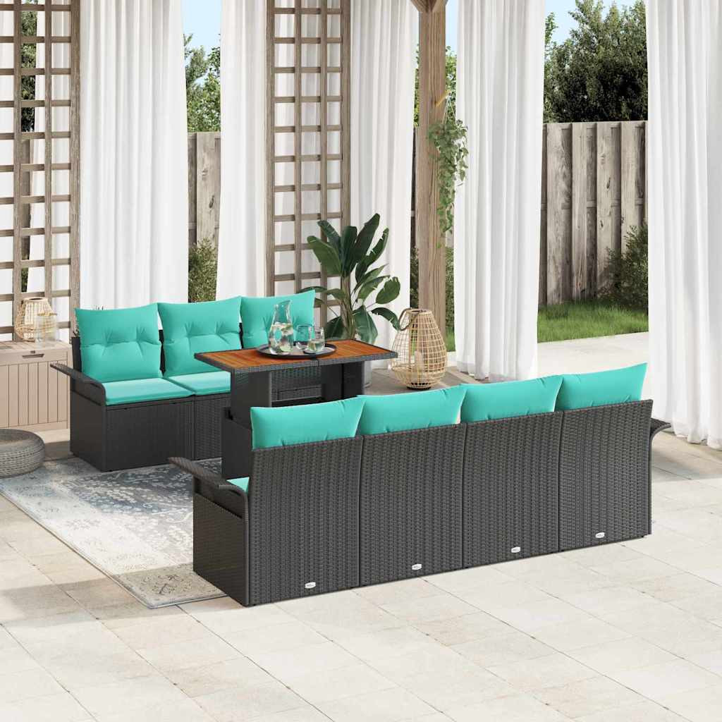vidaXL Garten-Sofa-Set mit Kissen 8 pcs Schwarz und blau