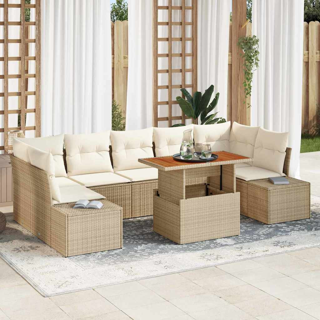 vidaXL Gartensofa-set 8 Stk. Beige Poly-Rattan