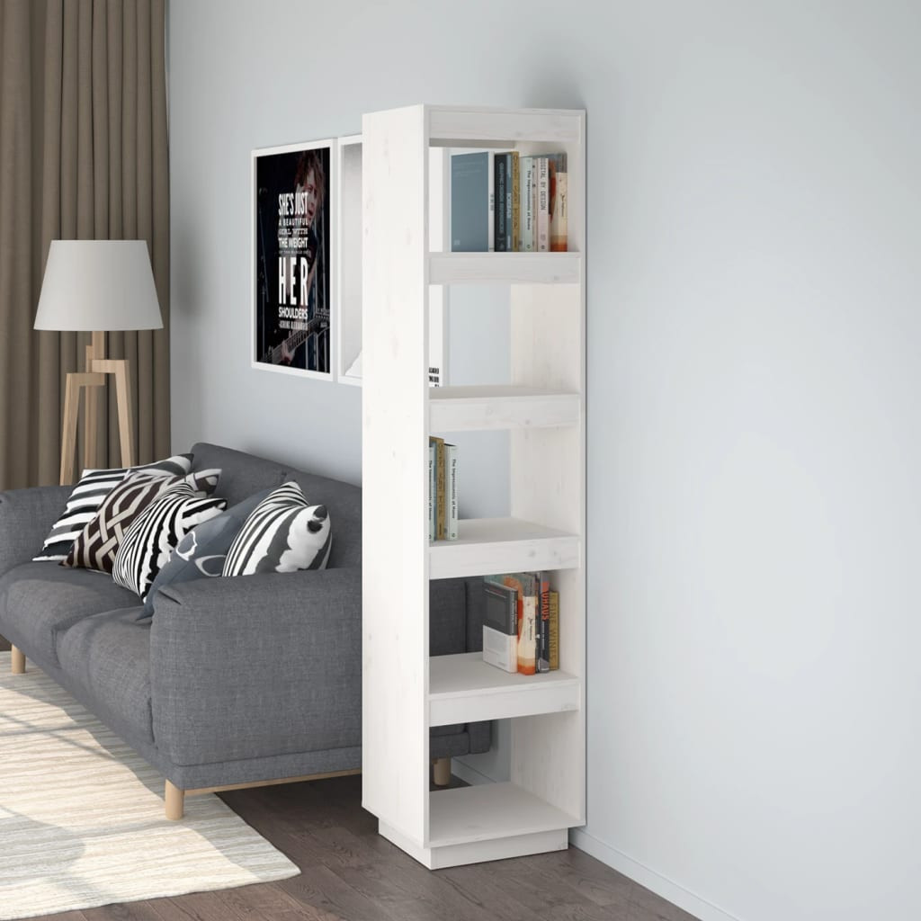 vidaXL Bücherregal/Raumteiler Weiß 40x35x167 cm Massivholz Kiefer