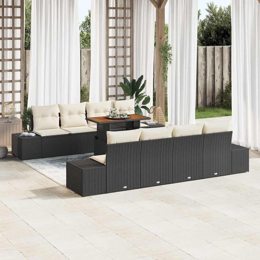 vidaXL Gartensofa-set 9 Stk. Schwarz Poly-Rattan