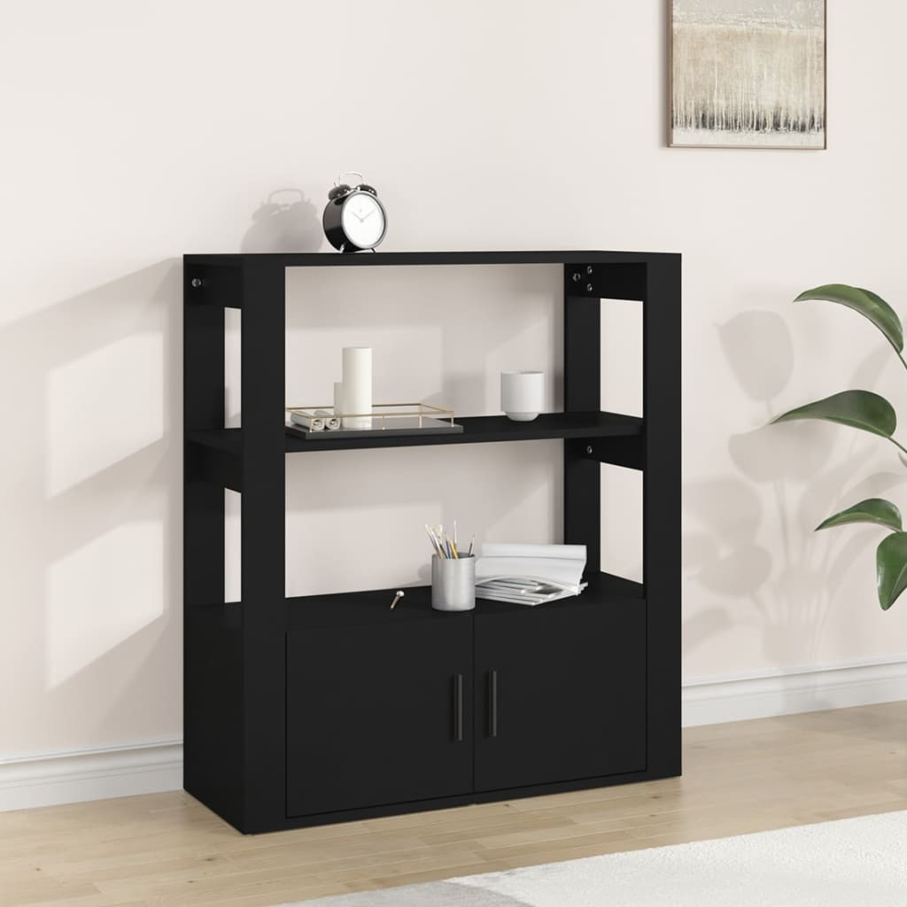 vidaXL Sideboard Schwarz 80x30x90 cm Holzwerkstoff
