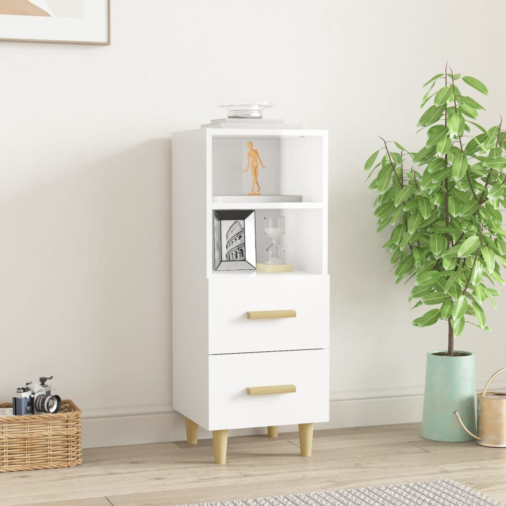 vidaXL Sideboard Hochglanz-Weiß 34,5x34x90 cm Holzwerkstoff