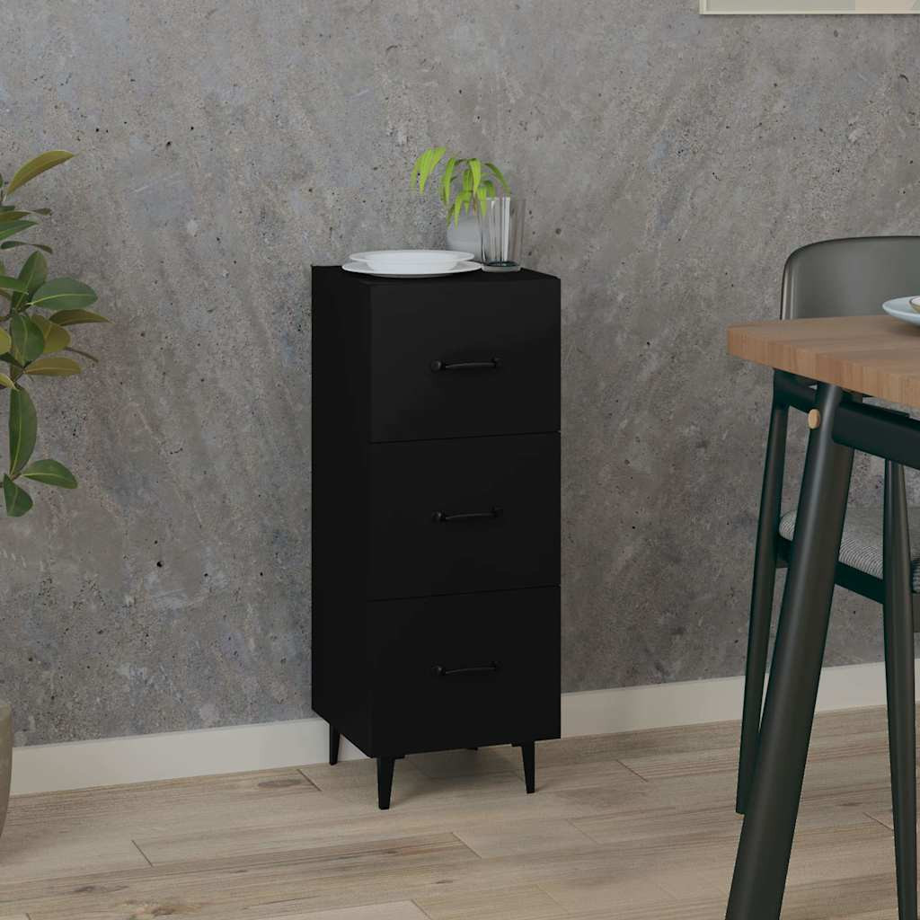 vidaXL Sideboard Schwarz 34,5x34x90 cm Holzwerkstoff